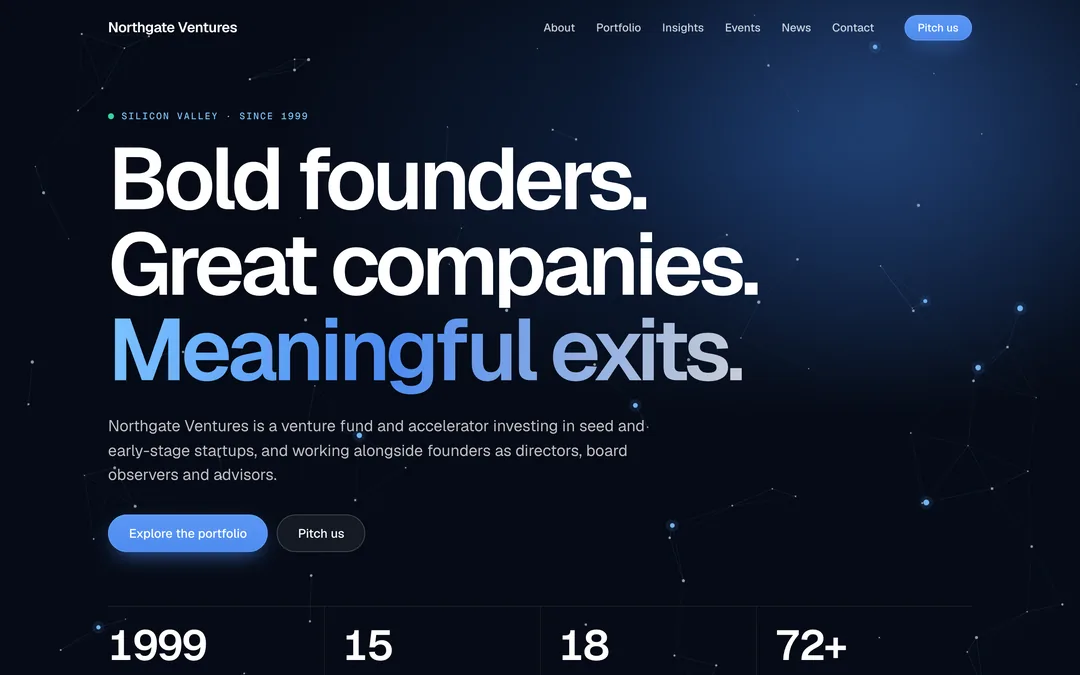 A venture fund's homepage
