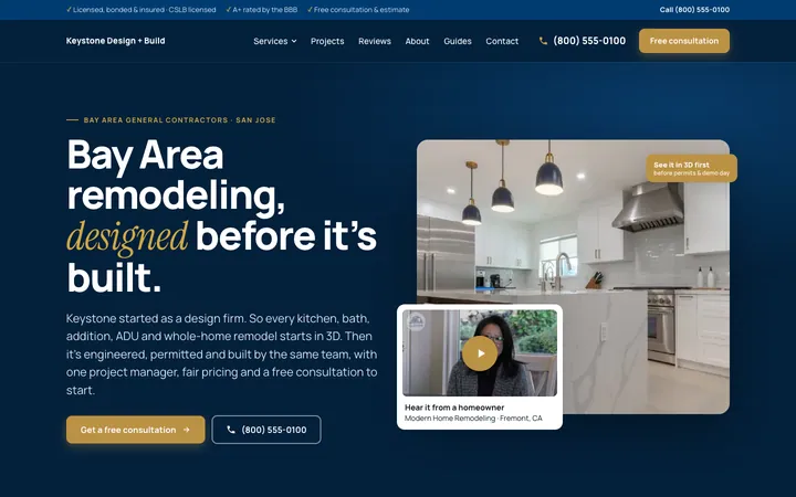 A design-build remodeler’s site rebuilt by RuggedDemand