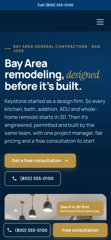 The same site on a phone