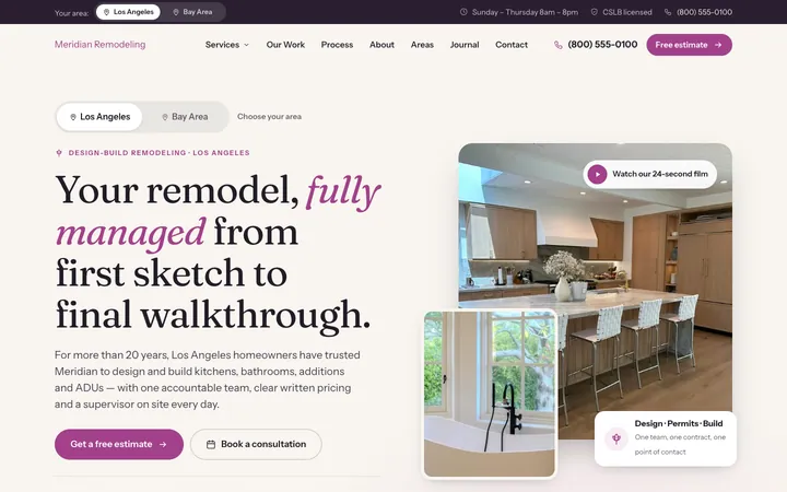 Design-build remodeling site built by RuggedDemand