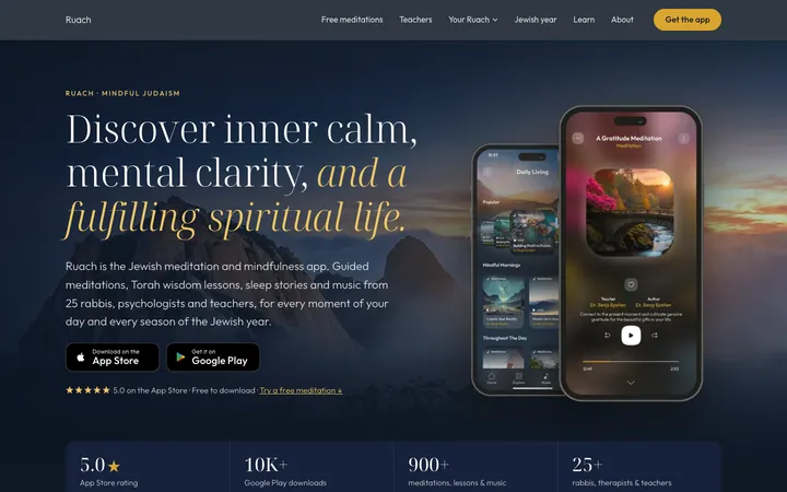 Jewish meditation app site built by RuggedDemand