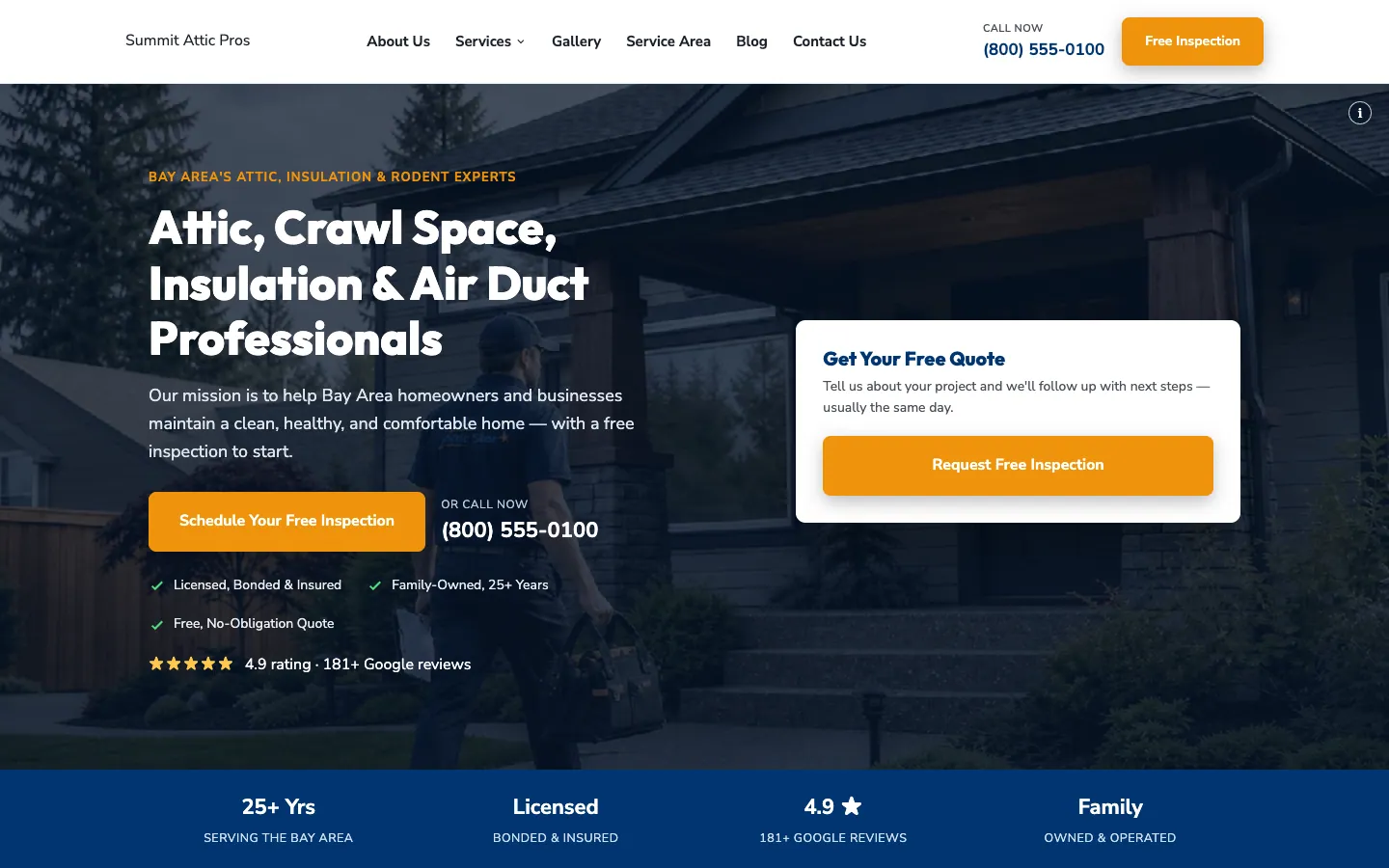 Summit Attic Pros homepage